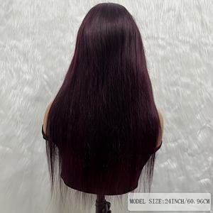TEMU 인조 모발로 제작된 13X4 다크 버건디 긴 레이스 프론트 가발과 여성용 딥 퍼플 가발이 포함된 새로운 할로윈 헤어스타일. 이 HD 투명 레이스 프론트 가발은 베이비 헤어로 미리 뽑혀 있어 스타일링을 자유롭게 할 수 있습니다.