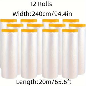 TEMU 4/8/12롤 안드 페이퍼 쉴드, 가구 먼지 방지 커버 플라스틱 필름 (캐비닛 및 소파 실외 보호용), 가정용 투명 방진 필름, 간편한 부착을 위한 위치 스티커가 있는 안드 스프레이 페인팅 방지 테이프