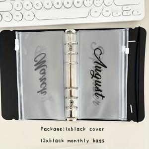 TEMU 지퍼 봉투가 있는 A6 예산 플래너 바인더 세트 - 12개 월별 현금 정리 파우치, 영수증 및 티켓 보관, 부 관리 선물 키트, 예산 바인더