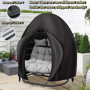 TEMU 1개, 빌라 테라스 에그 체어 커버, 헤비듀티 900D 내구성 옥스포드 원단, 91x80 인치, 대형 더블 에그 체어 커버, 야외 가구용, 헤비듀티 스윙 에그 행잉 체어 커버 (블랙)