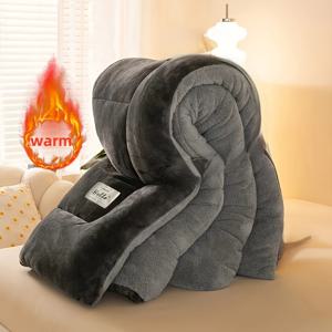 TEMU 1개 밀크 플리스 및 램프리스 따뜻한 두꺼운 퀼트 | 추운 밤에 완벽, 모든 계절에 적합, 침실, 게스트룸, 기숙사 및 호텔에 이상적, 세탁기 사용 가능