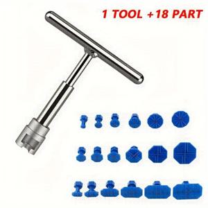 TEMU 알루미늄 T자형 핸드헬드 자동차 덴트 수리 도구 18피스 스페이서 포함 페인트리스 덴트 리페어 키트 - 바디워크용 소형 돌풍 및 작은 찌그러짐 복구