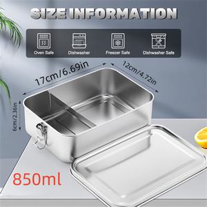 TEMU 성인용 스테인레스 스틸 도시락 상자 850ml & 1400ml, 밀봉 실리콘 링이 있는 누출 방지 벤토 상자, 파티션으로 안전, 식기 세척기에서 안전, 도구 포함 - 손세탁을 권장합니다 - 공간 주제의 사각형 수동 도시락 용기, 전기를 사용하지 않습니다.