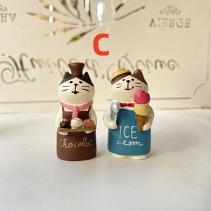 TEMU 2PCS 애니메이션 스타일 고양이 미니어처 피규어 - 수집 가능한 수지 인형, 파티 선물 제과점 & 아이스크림 테마 동물 조각상, 크리스마스, 할로윈, 부활절, 하누카, 추수감사절에 완벽 - 전기 불필요