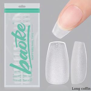 TEMU 240개의 더블 사이드 매트 소프트 젤 네일 팁 - 프리폼 투명 아크릴 젤 네일 팁 - DIY 프레스온 네일용 - 깎을 필요 없음 - 짧고 정사각형 모양 - 매트 마무리 - 클리어 색상|네일팁