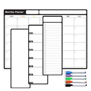 TEMU 매그네틱 드라이 이레이스 캘린더 화이트보드 4개 세트, 월간 플래너, 3개의 일일 조직자, 5개의 마커 - 냉장고 및 벽 조직용 PET 소재 한국어 버전|달력|달력|캘린더