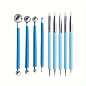 TEMU 9피스 도자기 공구 세트 - 스테인리스 비즈, 포인트 드릴, 볼 스틱 & 크레이징펜 (블루&화이트) DIY 클레이 아트용품, DIY Clay Crafts, 주얼리 만들기, 캘리그라피, 낙서에 적합한 내구성 있고 정밀한 수제 공예 도구