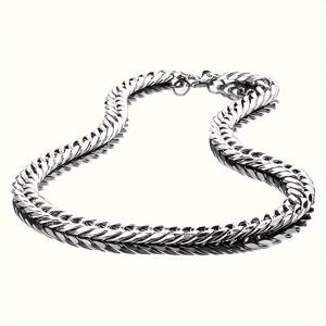 TEMU 남성용 헤비듀티 스테인리스 스틸 목걸이 - 스트리트웨어, 펑크 록, 일상 및 공식 행사용 대담한 체인 - 내구성 있는 레이어드 룩 - 모던 주얼리, 저렴한 럭셔리 목걸이, 캐주얼 웨어, 에지 액세서리, 메탈릭 마감, 도시 스타일, 고품질 금속, 패션 애호가