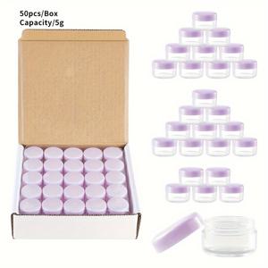 TEMU 50개 Yuemeimoment 5g/5ml 둥근 투명 플라스틱 병과 생생한 뚜껑 - 크림, 로션, 파우더, 글리터에 이상적 | 네일 아트, 보석 비즈 및 작은 액세서리에 완벽 | 나사식, 무취, 화장품 병