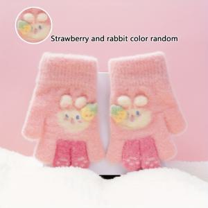 TEMU 1쌍 아기 장갑, 가을 겨울 따뜻한 플리스 안감 풀핑거 장갑, 귀여운 토끼 발가락 분리 장갑, 남아 여아용 두꺼운 플러시 다섯 손가락 장갑, 일상 및 야외 활동용, 2-4세 적합
