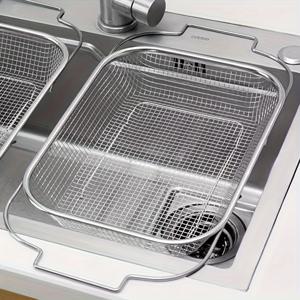 TEMU 1개 스테인리스 스틸 싱 스트레이너 바스켓, 접이식 디자인, 주방 과일 및 채소 세척 드레이너, 주방 싱크대 설거지 건조대|식기건조대|식기건조기|싱크대