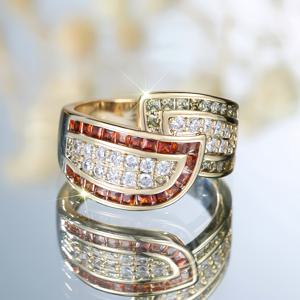 TEMU 빈티지 매력 은빛 지르코니아 골드 여성 패션 와이드 페이스 링 파티 생일 선물 기념일 선물