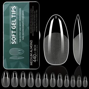 TEMU 440개 투명 매트 오벌 네일 팁 – 미디엄 길이 풀 커버 프레스 온 네일 – 퓨어 컬러 소프트 젤 페이크 네일 빠른 DIY 네일 익스텐션 & 살롱 – 여성 데일리 웨어 네일 폼|젤네일|네일팁