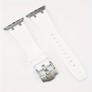 TEMU For Apple Watch Series 3/4/5/6/7/8/9/Ultra, /44mm/45mm/49mm 사이즈와 호환되는 범용 실리콘 스포츠 시계 밴드, 스테인리스 스틸 어댑터 걸쇠가 있는 방수 교체용 스트랩 - 남녀 공용