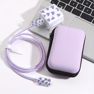 TEMU EVA 하드 쉘 휴대용 케이스 iPhone 20W 충전 케이블 및 액세서리 6개 세트, 퀵 차지 데이터 라인 정리, 배터리 없음 - 케이블 관리 보호 키트