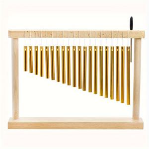 TEMU 20노트 알루미늄 데스크 차임 악기 - 생동감 있는 골든 메탈로폰과 나무 프레임, 음악 교실 동반 및 오르프 타악기, 음악 교실 도구|생동감 있는 악기|내구성 있는 금속 구조, 음악 교실용 차임