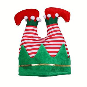 TEMU 1개의 엘프 바지 산타 모자, 축제 크리스마스 휴일 파티 비니 - 기발한 폴리에스터 엘프 스타일 모자, 크리스마스 축하 및 추한 스웨터 행사, 전원이 필요 없는 계절 장식 액세서리