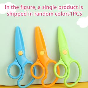 TEMU 1개 어린이용 안전 가위 - 플라스틱, 핀치 방지 디자인, 공예 및 DIY 프로젝트용, 랜덤 색상 (파란색, 주황색, 녹색) - 학생 및 유아용으로 안전하고 사용하기 쉬움, 어린이 공예 도구 | 재미있는 디자인 | 어린이 친화적인 가위, 작은 가위