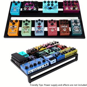 TEMU 22인치 대형 기타 페달보드 운반 케이스 포함, 항공기 등급 알루미늄 경량 4레일 디자인, 후크 루프 타이 및 케이블 관리, 금속 재질, 액세서리 및 스트랩 포함