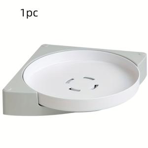 TEMU 360도 회전형 코너 스파이스 랙 - 벽걸이 무드릴 방수 ABS 플라스틱 주방 및 욕실용 정리대, 접착식 공간절약 디자인, 쉬운 세척 탈부착 트레이 (샴푸·화장품·미용품 보관)