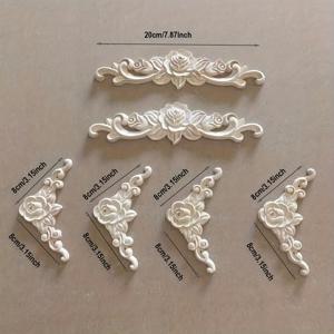 TEMU 6피스 빈티지 장미 목재 장식 세트 - 가구 및 홈용 우아한 꽃 모서리 조각, 튼튼한 고무나무 공예, 크리스마스 및 추수감사절을 포함한 휴일 장식에 이상적, 홈 오피스, 홈 데코 및 액세서리 실내 사용에 완벽