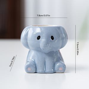 TEMU 만화 동물 다육이 세라믹 화분 1개, 가정용 데스크탑 정원 가꾸기용 수제 제작.