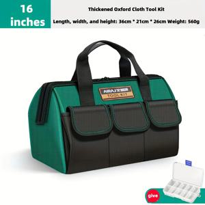 TEMU 전기공 및 목수용 고강도 반사 스트립이 있는 내구성 강한 캔버스 도구 가방 - 다목적 휴대용 캐리어