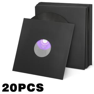 TEMU LP 비닐 레코드용 20개입 12인치 블랙 페이퍼 & 폴리 라인 레코드 내부 슬리브, 110gsm 페이퍼 33 RPM 레코드 슬리브, 정전기 방지 레코드 보관 앨범 커버 LP 비닐 재킷 커버 오디오 필러용