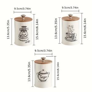 TEMU 3개 세트 설탕, 차, 커피 보관용 캔