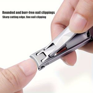 TEMU LHM 모던 스테인리스 스틸 손톱 클리퍼 - 오목한 칼날과 네일 파일 포함 - 컴팩트, 컷, 휴대용 디자인 - 가정, 여행용 - 무향 발톱 다듬기 및 페디큐어 도구|손톱깎이