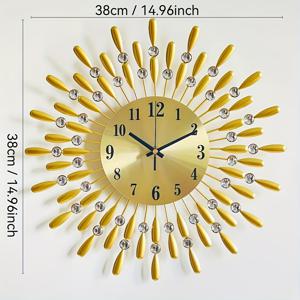 TEMU 1pc 현대 라운드 벽시계 - 태양부상 디자인으로 금색 액센트, 조용한 틱소음, 읽기 쉬운 숫자, 거실, 주방, 침실, 사무실 장식에 이상적 - 이상적인 집들이 선물, 벽시계 장식, 우아한 시계, 내구성 있는 구조, 세련된 시계, 실내 디자인가|벽시계|벽시계