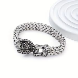 TEMU 신규 고품질 남성용 바이킹 울프 팔찌, 316L 스테인리스 스틸 메쉬 체인, 개구리 목걸이 오프너, 펑크 스타일 모터사이클 액세서리