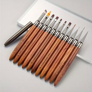 TEMU 12-피스 네일 아트 브러시 세트, 젤 폴리시 페인팅 브러시, 젤 폴리시 매니큐어, DIY 홈 또는 살롱 사용을 위한 연장 젤 브러시 포함