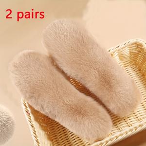 TEMU 4개입 두꺼운 보온 깔창, 초소프트 인조 토끼털 고급 털감촉, 추위 방지, 남녀공용 겨울 슬리퍼 부츠용, 통합 보온 편안함, 천연 털 트림, 사용 및 보관 간편, 완벽한 크리스마스 선물