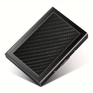 TEMU OBCREATOR 방지 도난 브러시 10장 신용카드 홀더 보호기 금속 신용카드 카본 파이버 질감 지갑 비즈니스 카드 홀더 남성용 (블랙)|명함지갑