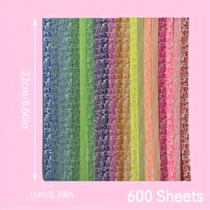TEMU 600장의 종이 접기 별 키트 - 빛나는 야광 럭키 스타 종이로 DIY 공예, 예술 프로젝트 및 파티 장식용