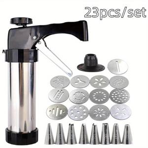 TEMU 23개 세트 쿠키 케이크 장식 스퀴저 세트 스테인레스 스틸 크림 페이스트리 주입기 페이스트리 장식 총 스퀴저 크림 베이킹 도구 DIY 쿠키 만들기 쉬운 청소 홈 주방 베이킹 도구 세트