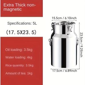 TEMU 5L-15L304 스테인리스 스틸 식품용 밀폐 용기 - 오일, 우유, 차 다용도 보관 가능 - 재사용 가능, 손세척 전용