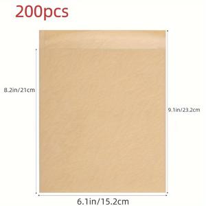 TEMU 200개 팝콘, 칩, 과자, 샌드위치, 버거, 쿠키, 및 과자 포장용으로 완벽한 내부 안감이 있는 비누에 내성 있는 일회용 크래프트 종이 식품 보관 가방 - 비누에 내성 있는 스낵 및 점심 가방