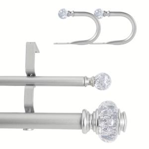 TEMU 핸들로 장식된 우아한 금색 커튼 로드 - 브래킷이 있는 더블 로드 세트, 다양한 크기에서 선택할 수 있는 현대적인 스타일, 금속 소재, 드레스 및 창문 트리트먼트에 이상적, 커튼 로드|장식 로드|금속 피니시, 거실용 커튼