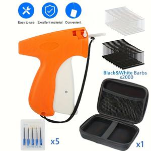 TEMU 하드 케이스가 있는 의류 태그링 건, 의류 라벨 기계 2000 바브스 5 바늘 SClothes 가게 가격표 태그 마킹 DIY 의류 태그링 건과 케이스