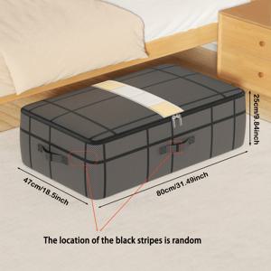 TEMU YOUFEN 캐주얼 스타일 침대 아래 수납 백, 부직포, 손세탁 가능, 경량, 블랙, 옷, 이불, 장난감, 옷장 정리, 이사 필수품을 위한 대용량