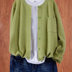 TEMU 여성용 캐주얼 버튼 프론트 가디건 스웨터 - 포켓이 있는 부드러운 스트레치, 라운드 넥 긴팔 단색 가을 겨울 레이어링 필수품, 시즌 워드로브, 릴랙스 핏, 품질 좋은 스티칭, 캐주얼 의상