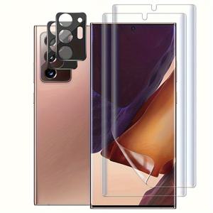 TEMU 삼성 갤럭시 노트 20 울트라 5G / 4G용 (2+2) 스크린 프로텍터 (유리 아님), 유연한 소프트 TPU 필름 및 (2개) 카메라 렌즈 보호기, 지문 호환, 케이스 친화적