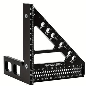 TEMU 1개 삼각형 구멍 자, 목공용 스크라이빙 자, 사각자, 각도 측정기, 알루미늄 합금 제작, 정밀 측정 마킹, 견고한 구조, 목수 필수 도구, 나무 작업용 삼각자, 스크라이버