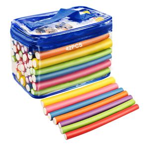 TEMU 42개 -플렉스 로드 유연한 컬 스펀지 플렉시 헤어 롤러 세트 헤어 폼 컬러 핫 롤러 세트 (랜덤 색상) 여성 선물, 크리스마스 장식, 크리스마스 선물