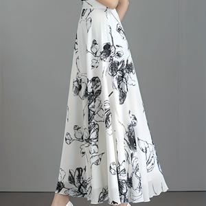 TEMU 봄/가을 신상 여성 우아한 미디 스커트, 하이웨이스트 A라인 시크 드레스, 출퇴근용 플로우리 캐주얼 고품질 롱 스커트, 플레어드 드레스