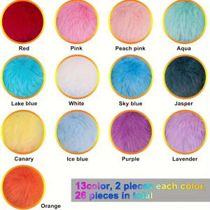 TEMU 26개 팩 인조 토끼털 폼폼, 신축성있는 고리 포함, DIY 공예용, 푹신한 공, 뜨개질 및 크로셰 액세서리 - 모자, 신발, 스카프, 장갑, 가방 장식 - 혼합 색상 (13가지 색상, 각 2개)