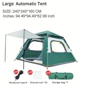 TEMU 4-6인용 캠핑 텐트, 3초 즉석 설치, 이중 문 & 통풍 창문, 넓은 내부 공간 및 프론트 텐트 포함, 사계절 가족용 야외 모험용 (혼합 색상), 쉬운 설치 텐트, 가벼운 무게, 휴가 캠퍼를 위한 완벽한 선택, 크리스마스와 추수감사절에 딱 맞는 아웃도어 쉘터|텐트