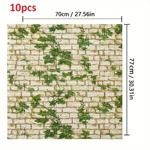 TEMU 10개 3D 벽돌 벗겨내고 붙이는 벽 패널 - 산업 스타일 줄무늬 폴리염화비닐 스티커, 방수 자체 접착 폼 타일 거실, TV 벽, 우주 테마 홈 데코, 세척 가능